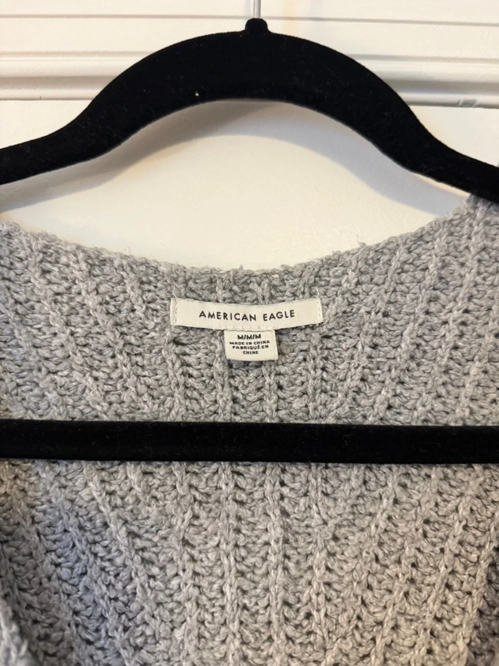 American Eagle Cozy V-Neck Gray Knit Sweater Dress - Picture 2 of 3